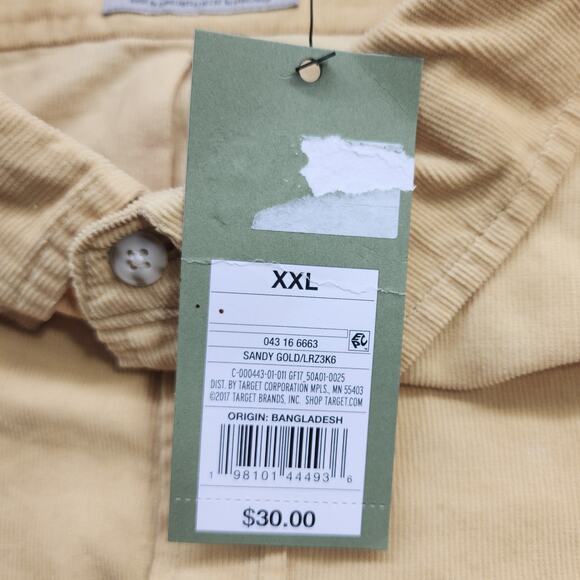 NEW Goodfellow & Co Shirt Mens XXL Yellow Sandy Gold Corduroy Cotton Long Sleeve - Picture 6 of 11